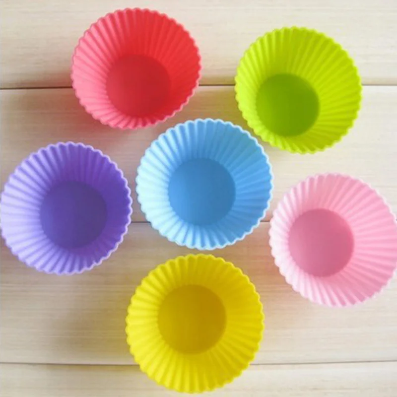 Silicone Muffin Cases Candle Mould Cupcake Mould Baking Reusable  Round,heart,star,tree,flower