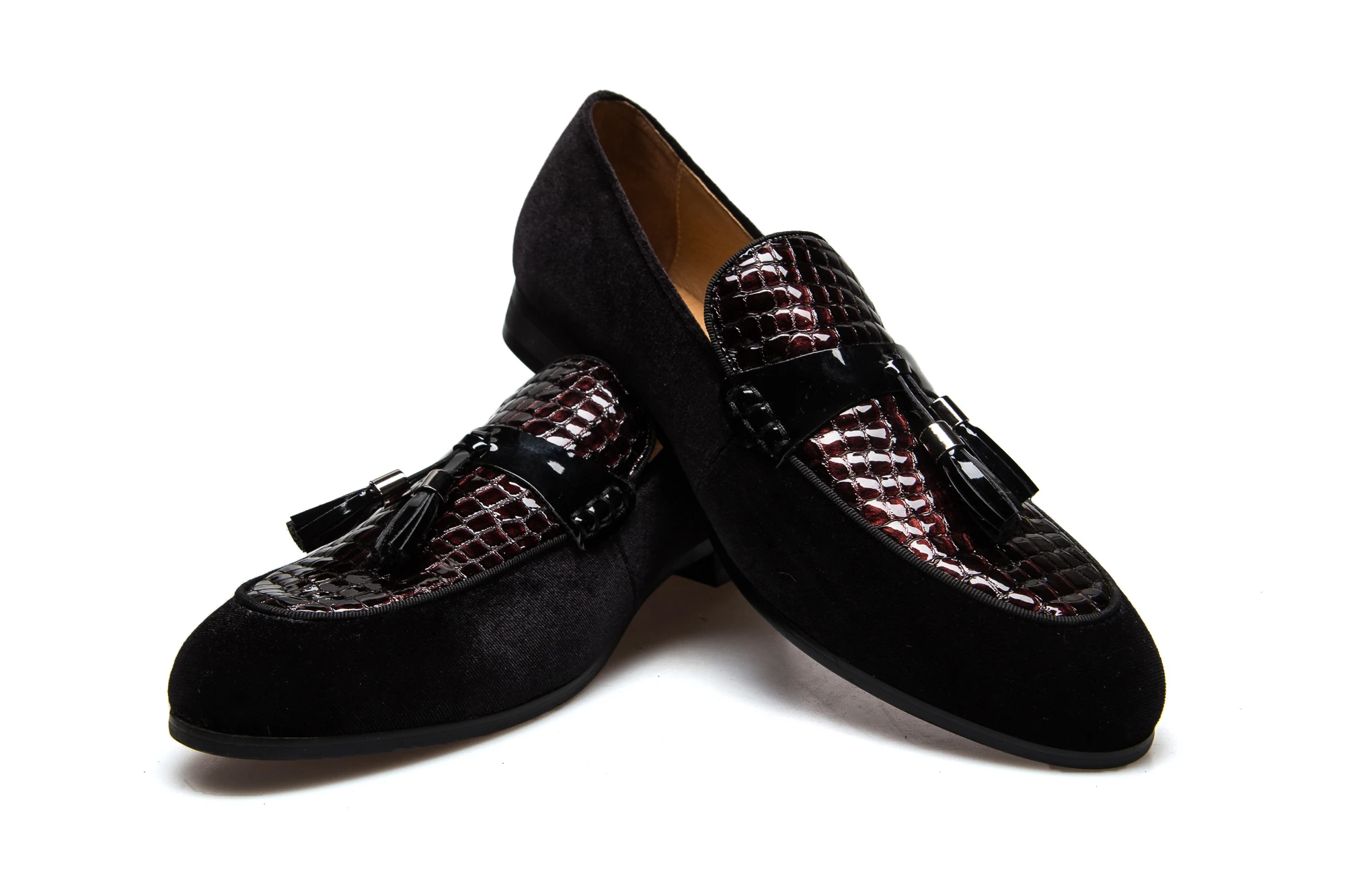 Couro Preto Moda Sapatos Slip Respirável Vermelho Com Meijiana on Masculinos Homens vermelho De Da Preto azul Festa Mocassins ER47qdnw