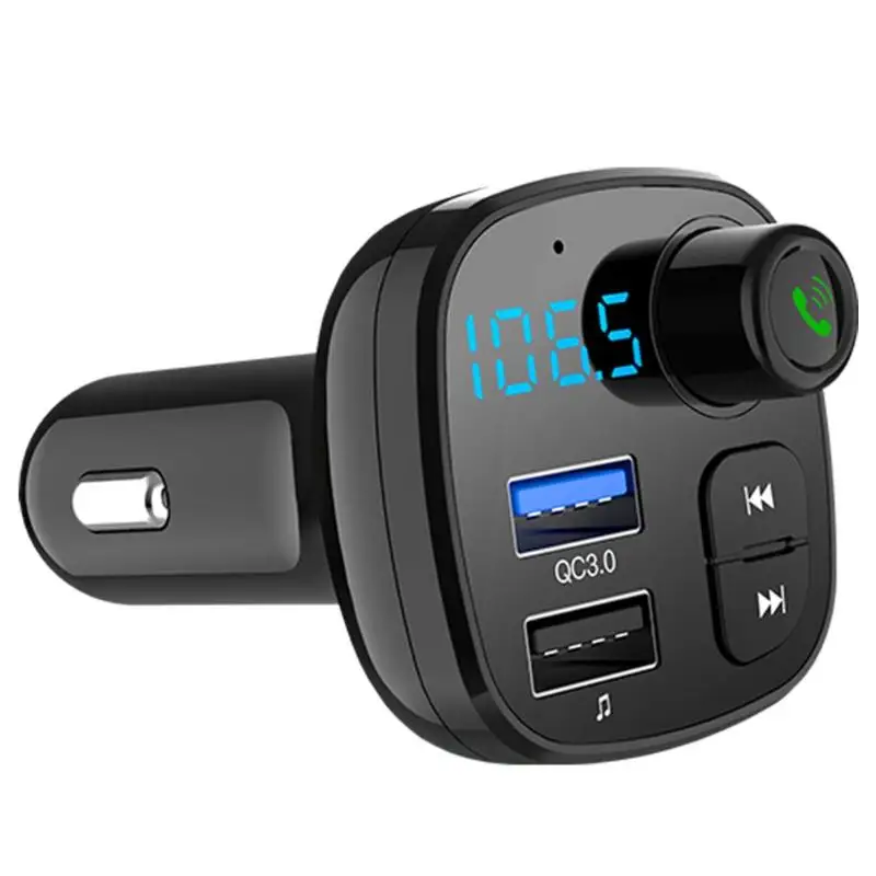 

Bluetooth 5.0 Handsfree Car Kit FM Transmitter Bluetooth Stereo Music MP3 Player Dual USB Car Charger QC3.0 Fast Charge