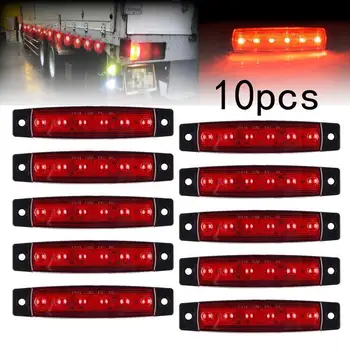 

10x Amber 12V/24V 6LED Side Marker Indicators Lights Lamp Truck Trailer Lorry VC