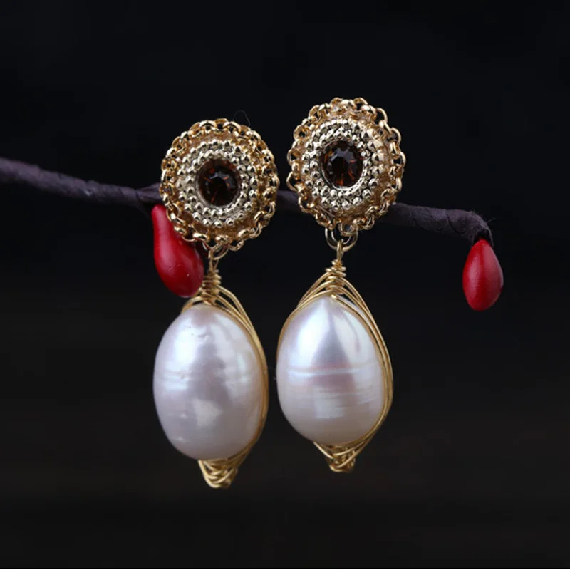 

2019 New 100% Real Natrual Pearl Earrings 925 Sterling Silver Female Dangle Earring for Women Simple Style Original Design LE021