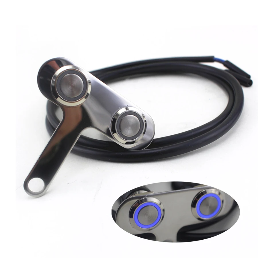 

Motorcycle Handlebar Switch Blue LED Adjustable ON/OFF Dual Buttons Manual-return Lock Switch Waterproof Aluminum Alloy