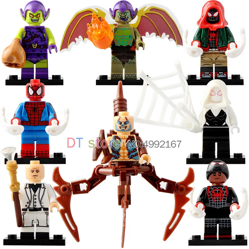 

50Pcs/Lot LegoING Super Heros Figures SpiderMan Into the Spider-Verse Gwen Building Blocks Gift Bricks Toys For Children X0241