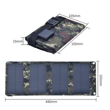 Xinpuguang Solar Charger 7W 5V 4 Folds Camouflage Foldable Solar Panel Power Bank for 3.7V USB Outdoor Charging Mobile Phone