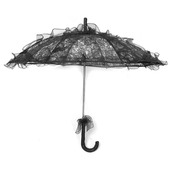 

Promotion! Lace Parasol Wedding Lace Flower Wedding Bride Parasol Umbrella Black