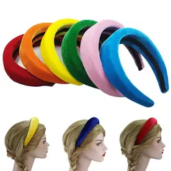 Мода мягкий бархат Для женщин широкая повязка на голову резинки для волос 10 Цвета эластичный Пластик девочек спортивные аксессуары для