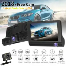 4.0 ”3 Way Car DVR Della Macchina Fotografica Video Recorder Telecamera Posteriore Auto Registrator Due Telecamere Dash Cam DVR Dual Lens parcheggio Monitor