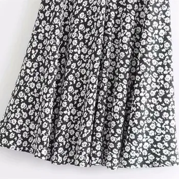 

New Women Floral Print Mid-Calf Skirts A-Line Ladies Back Zipper Casual Slim Midi Skirts