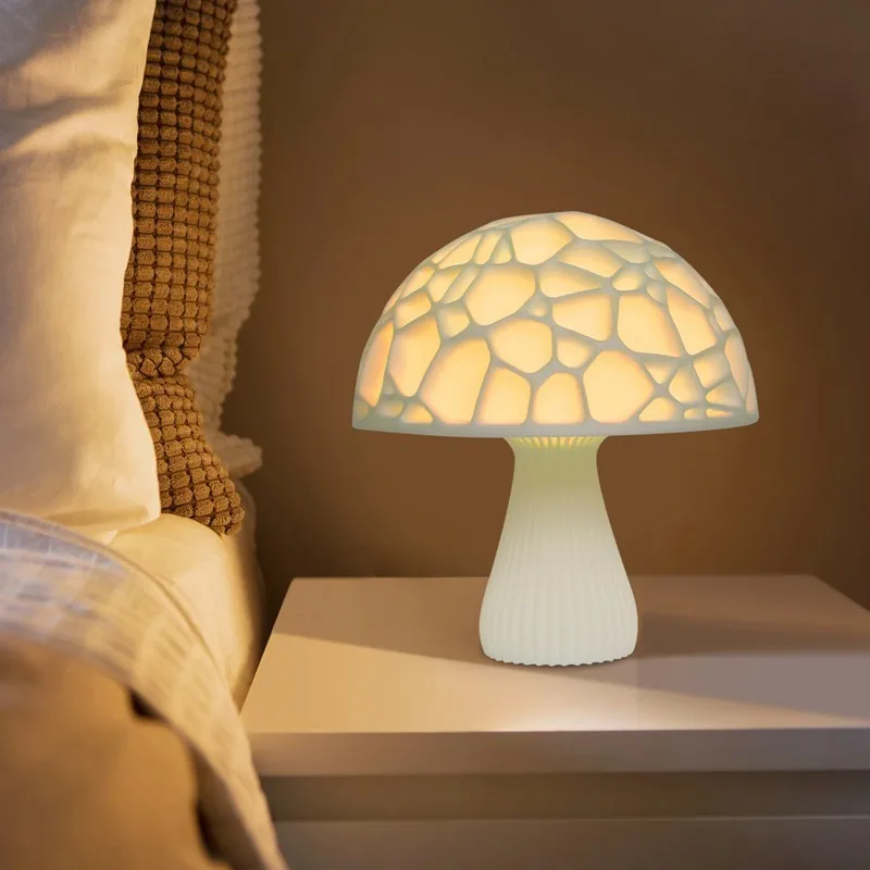 3D Print 2/16 Colors Mushroom Night Light LED PLA Bedside Lamp Remote