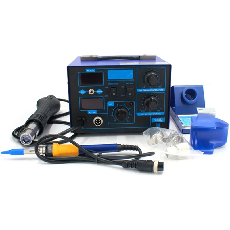 

952D Soldering Station 220V 110V 2 in 1 SMD Rework Station Electric Soldering Iron Hot Air Welding Station Kit for Welding
