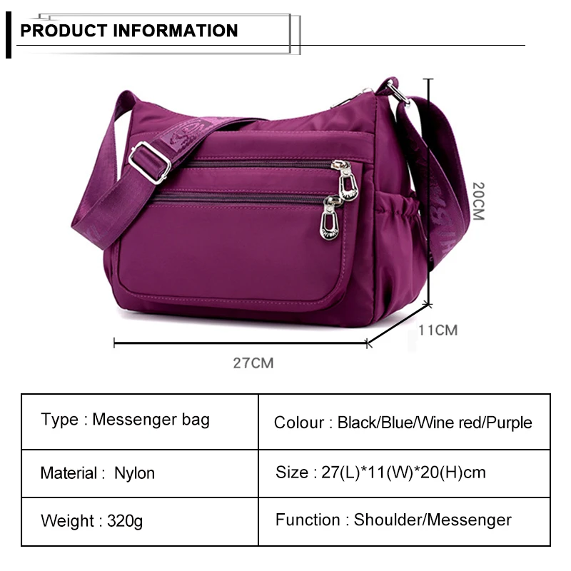 للماء النايلون حقيبة ساع المرأة حقيبة الأم أزياء النساء حقيبة كتف مفردة Crossbody عارضة حقائب للماء النايلون حقيبة ساع المرأة حقيبة الأم أزياء النساء حقيبة كتف مفردة Crossbody عارضة حقائب