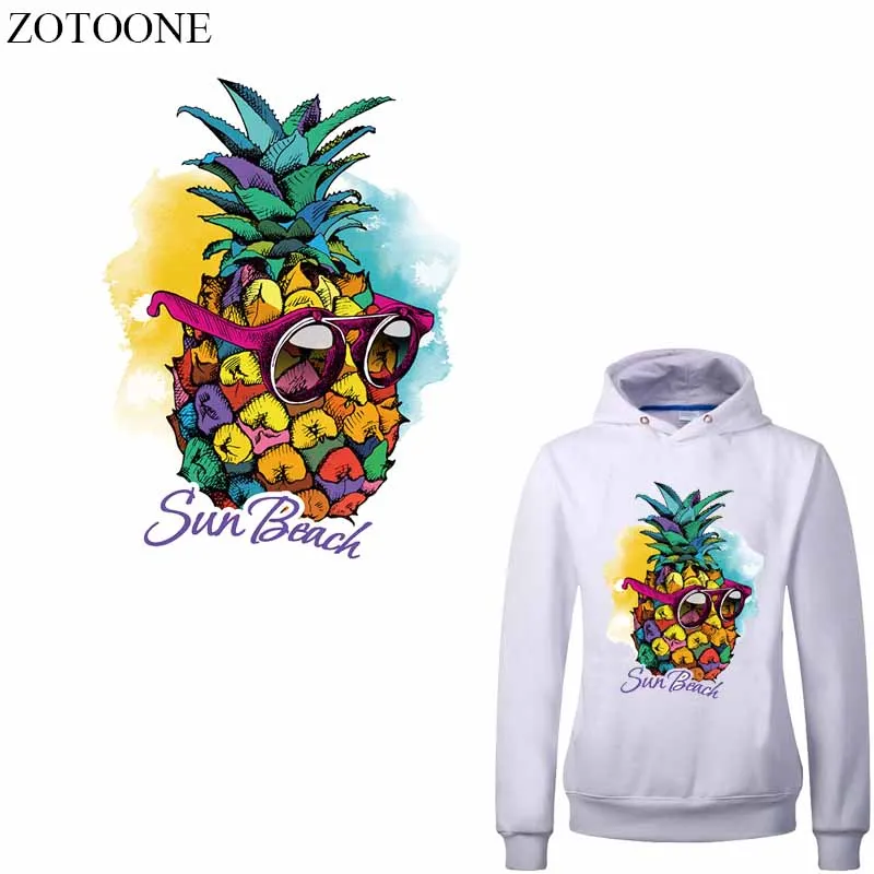 

ZOTOONE Colorful Pineapple Patch Iron on Transfer for Clothes DIY T-shirt Applique Heat Transfer Vinyl Letter Patches Stickers