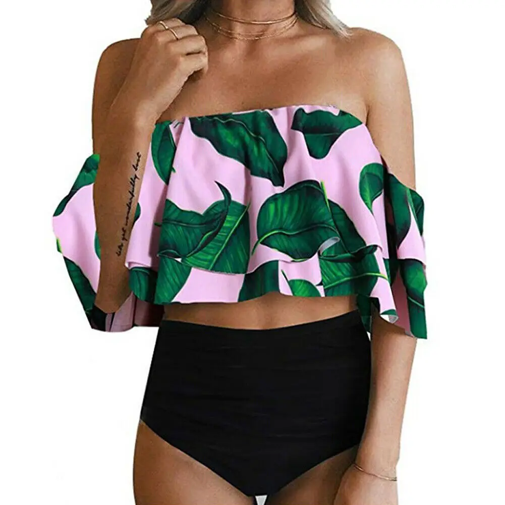 

2019 Women Sexy Bikini Set Ruffle Vintage Swimsuit Swimwear Bathing Suit