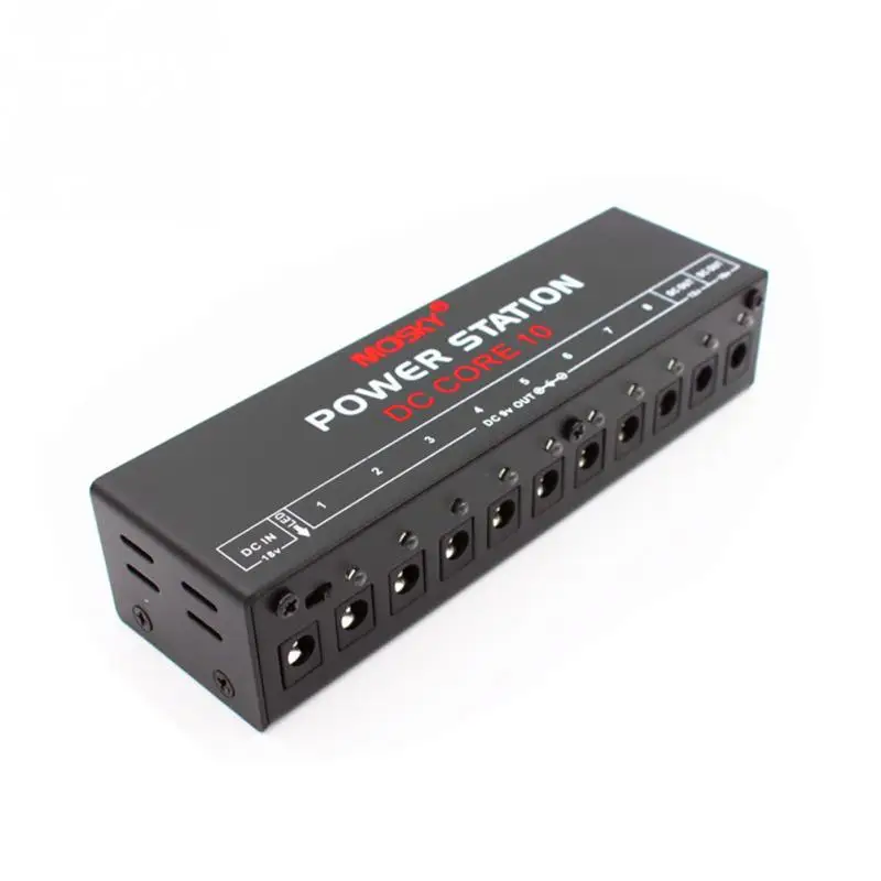 

Mini Guitar Pedal Black 10 Isolated DC Output Power Supply Blue LED Lighting