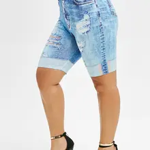 Wipalo размера плюс 3D джинсовые короткие леггинсы с принтом летние обтягивающие леггинсы с высокой эластичной талией Модные женские штаны уличная одежда