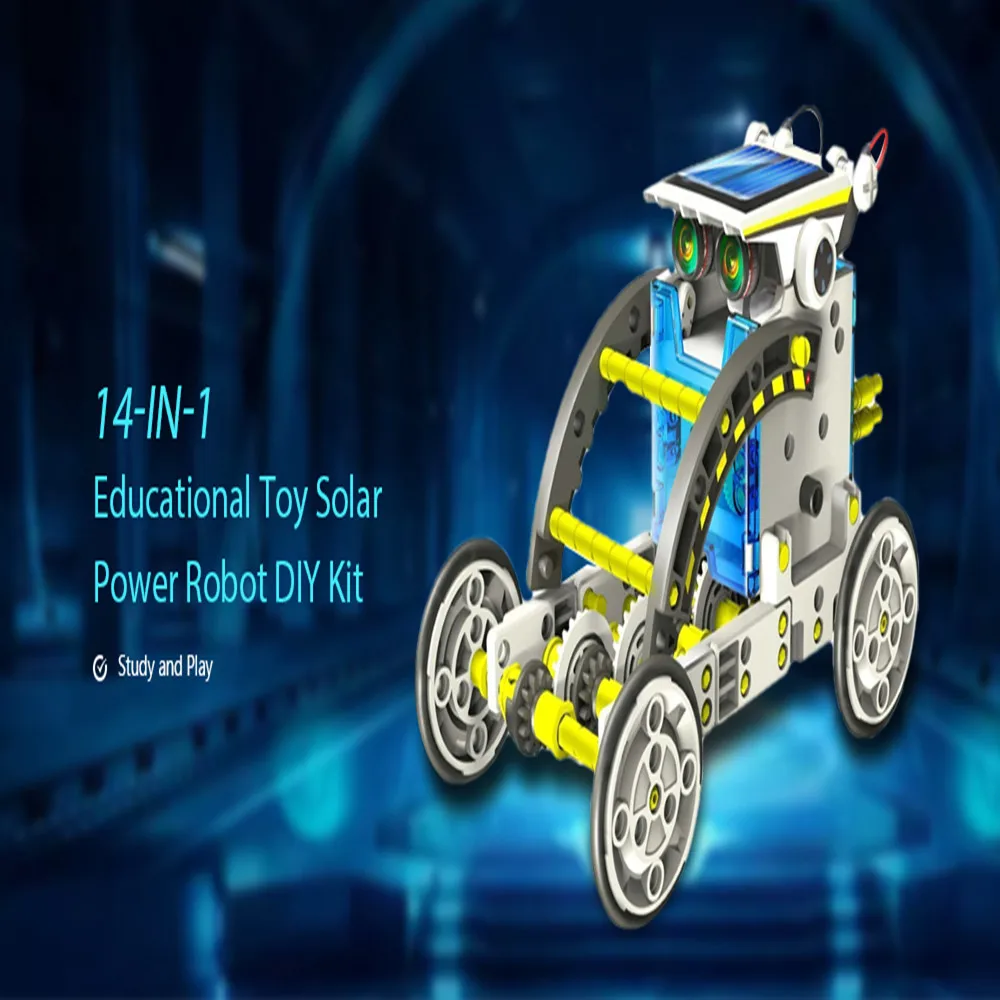 

Educational 14-in-1 Educational Toy Solar Power Robot DIY Build Assembly Kit Robots Assembly Accessary Study Play Fancy Toy Gift