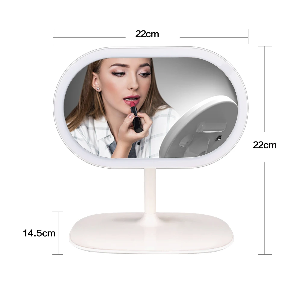  Table Vanity Mirror Light Portable LED Makeup Mirror Night Light Touch Screen Rotation Desk Mirror 