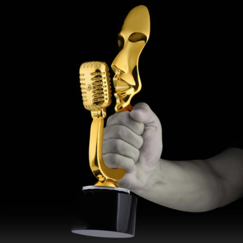 Gold Microphone Trophy Microphone Crystal Trophies Customized Sing ...