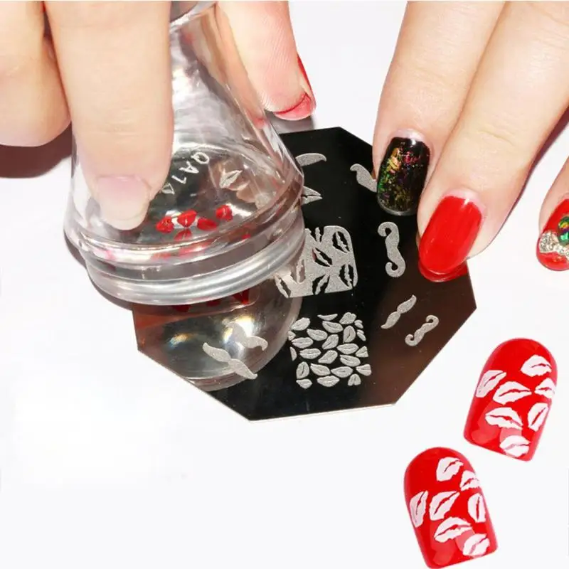 

Silicone Transparent Nail Art Stamper Scraper Stamping Nails Cleaning Tool