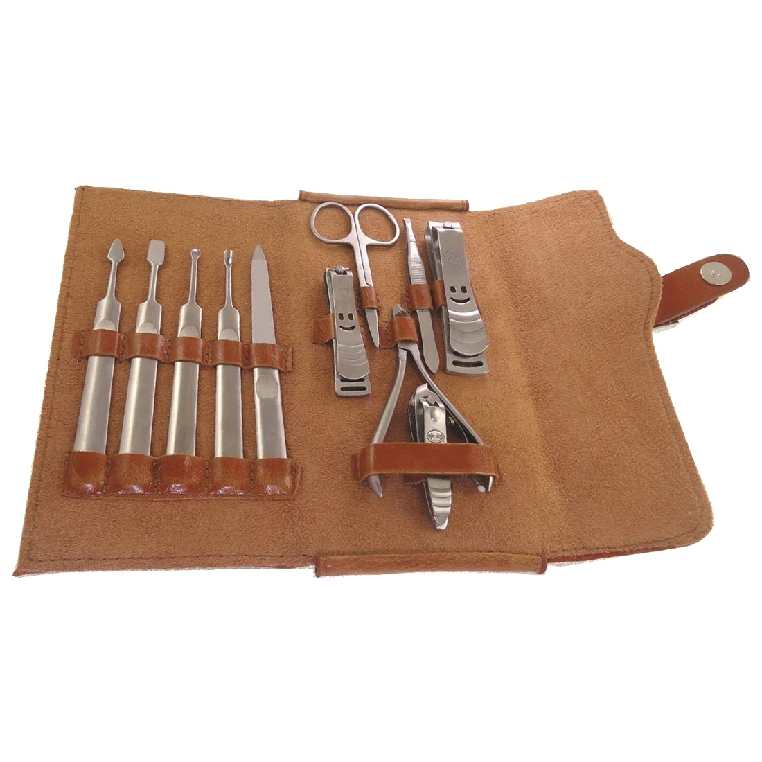 Generic Luxury Nail Care Personal Manicure Pedicure Nail Clipper Set with Brown Leather Case,11pcs