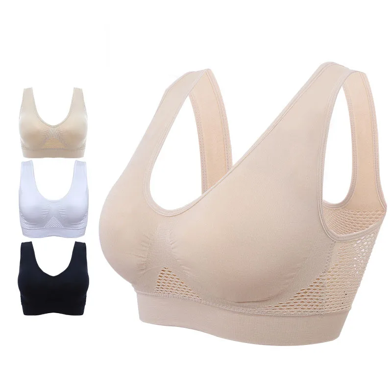 Breathable Mesh Sport Bra Top Women Hollow Out Cross Shockproof Push Up Yoga Bras For Fitness Running Gym Vest 2019 Newest | Спорт и