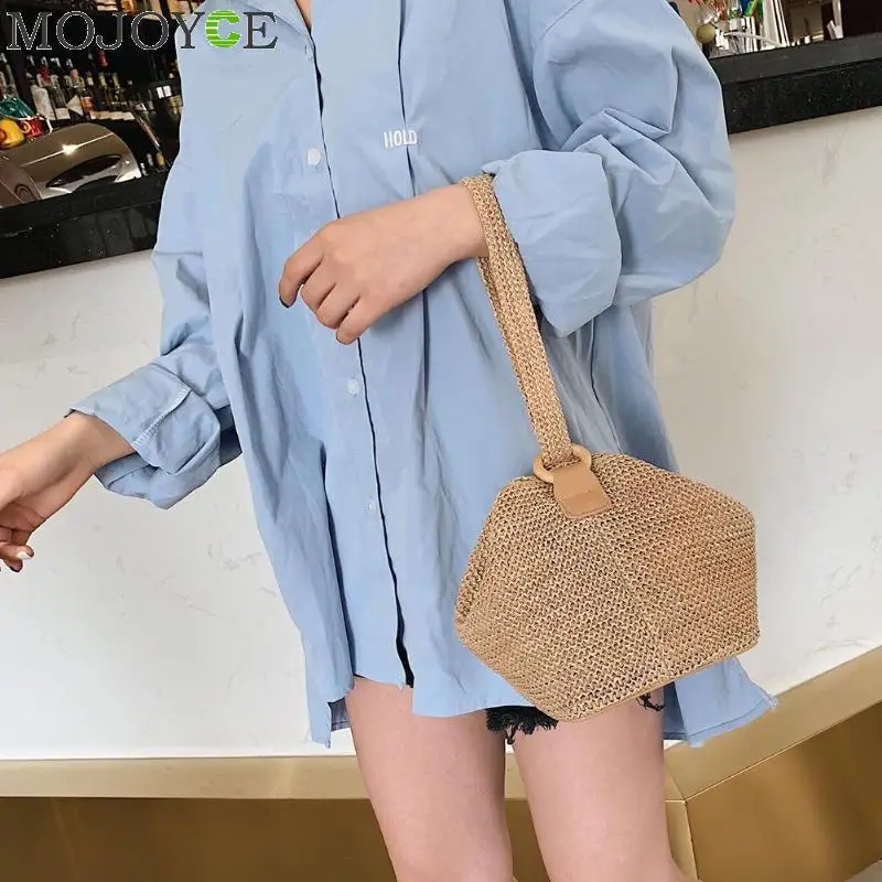

Fashion Straw Bags for Women Beach Bag Personality Crossbody Handbag Lady Vintage Handmade Knit Fashion Shoulder Bag