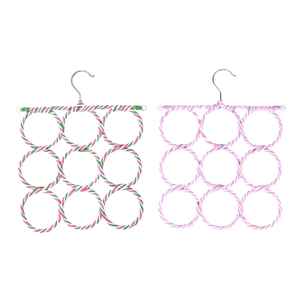 

1Pc Drying Racks Scarf Hanger Paper Rattan 9-Ring Foldable Towel Best Space Saving Hanger Closet Organizer Holder Rack