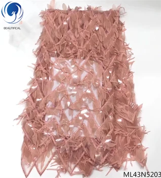 

BEAUTIFICAL sequin tulle lace fabrics african tulle lace fabrics new design pink shiny lace fabrics for women 5yards ML43N52