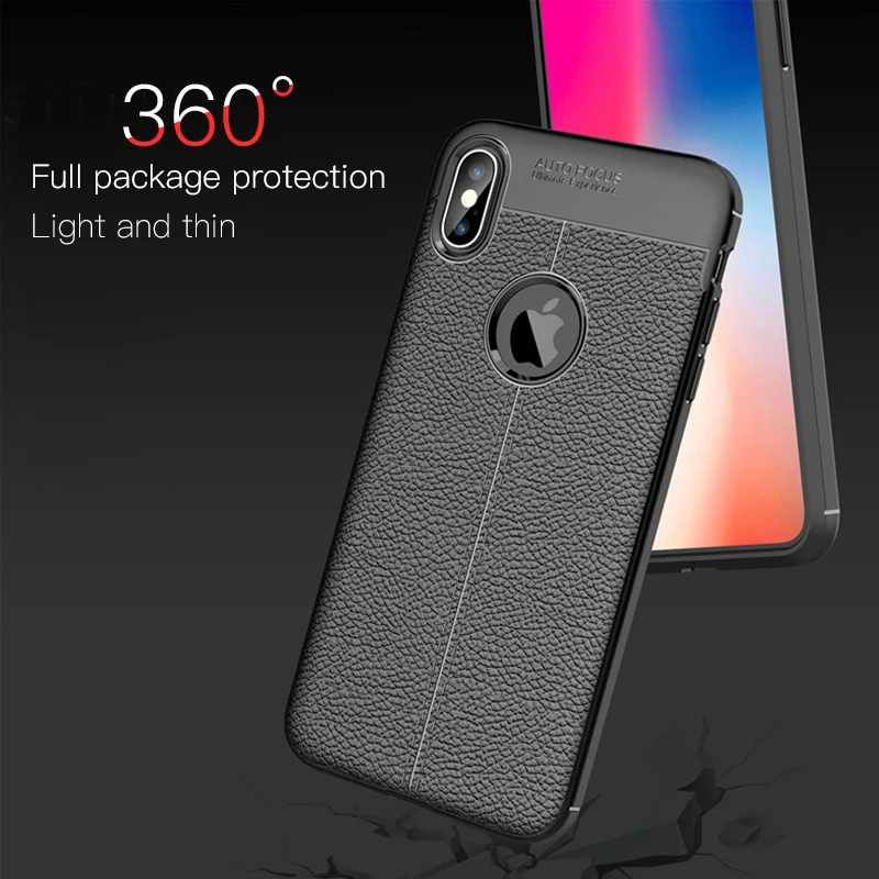 Роскошный кожаный чехол для телефона с личи iPhone X XS Max XR Мягкий Силиконовый