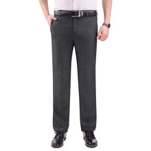 Летние прямые свободные мужские брюки среднего возраста модные повседневные мужские брюки размер 30-40, черные и серые мужские брюки