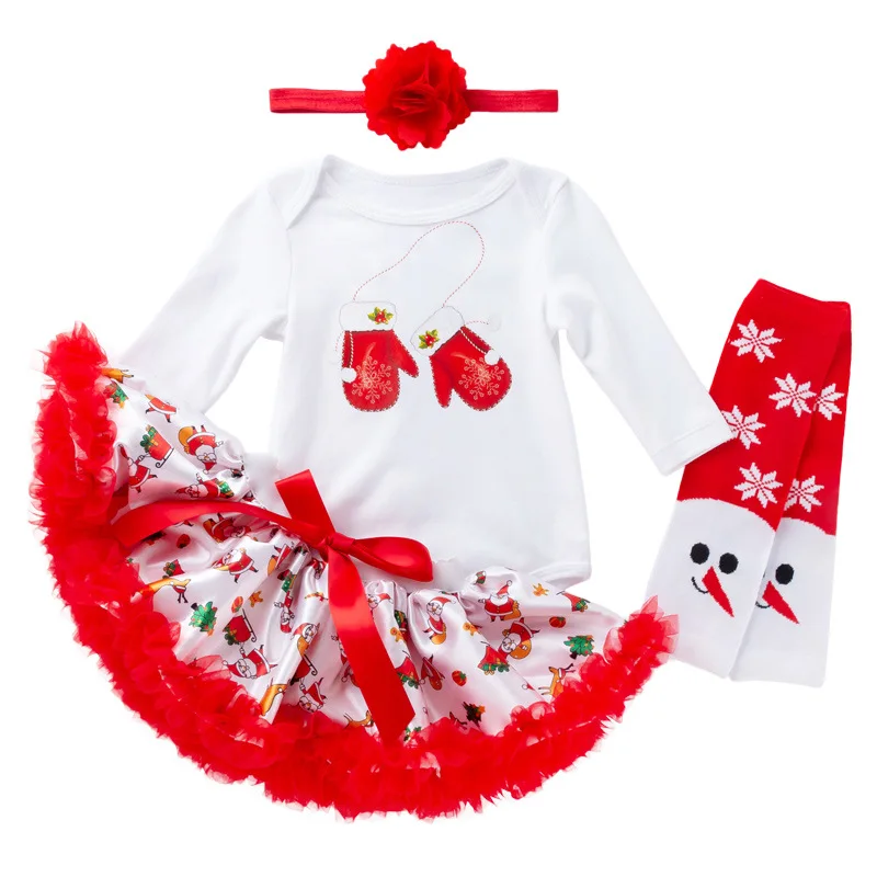 

New Baby Christmas Outfits Roupa Natal Fashion Baby Girl Clothes Roupa Infantil 4pcs/set Red Newborn Babies Girls Clothes