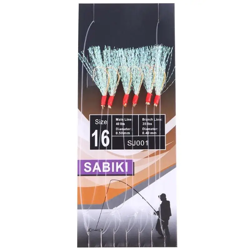 6pcs//pack Fishing Sabiki Rig Glow Soft Shrimp lure Saltwater Fishing Bait Gold