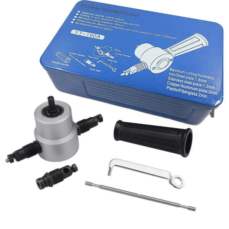 

160A Set Metal Cutting Double Head Sheet Nibbler Saw Drill Cutter Tool Set