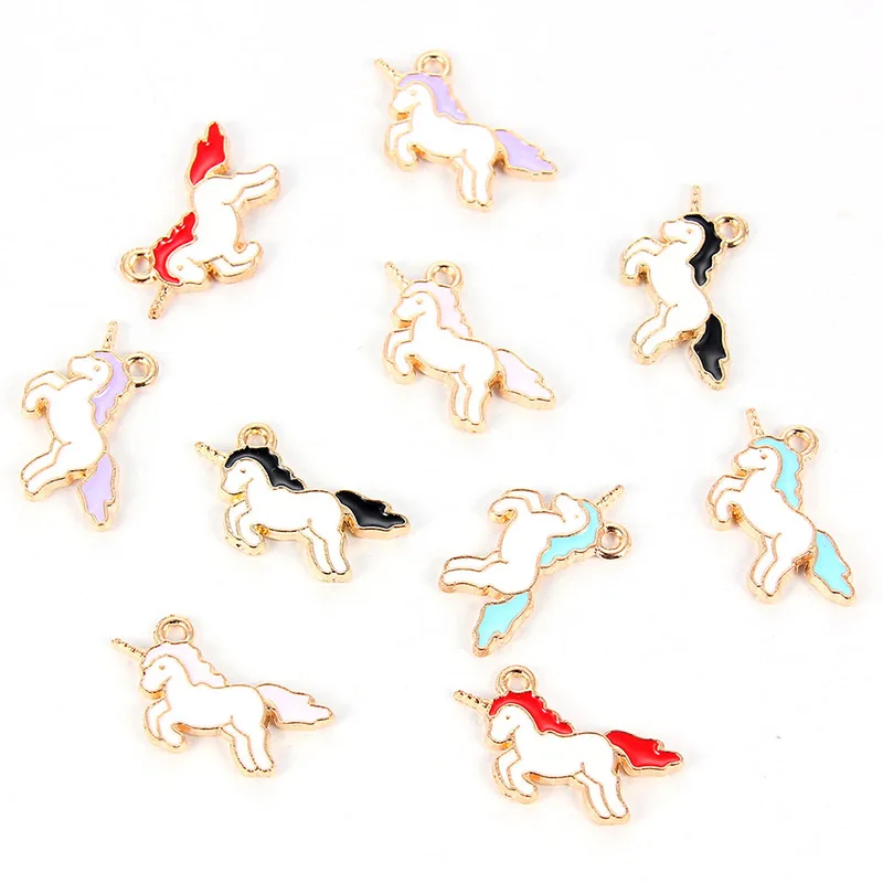 

10pcs Trendy Alloy Enamel Unicorn Pendants For Woman Girl Lovely Animal Cute Colorful Charms DIY Jewelry Accessories