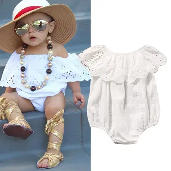 

Newborn Infant Baby Girl Clothes Lace Solid Romper Jumpsuit Clothes Outfit Sunsuit