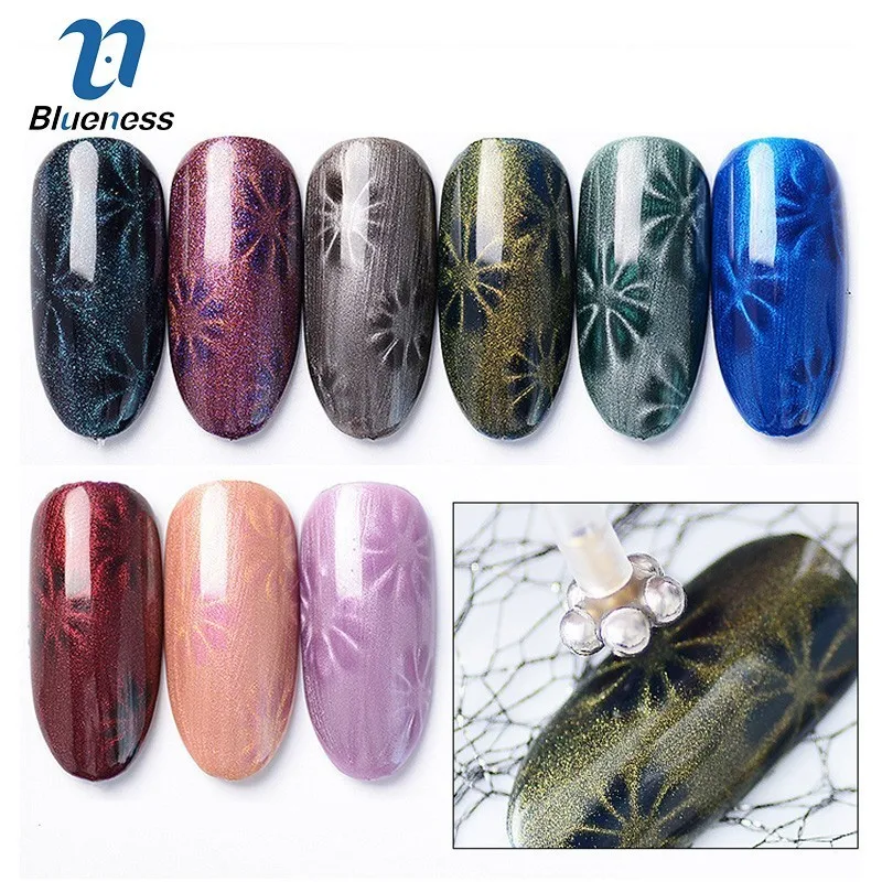 

Blueness 1Pcs Cat Eyes Nails Tools DIY Magnetic UV Gel Varnish Nail Art Magical Stick Double Head Design Nail Flower Magnet Pen