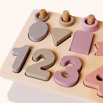 

Montessori Wooden Maths Toys 3D Wood Count Geometric Shape Cognition Puzzle Games Teaching Math Educational Toys For Children