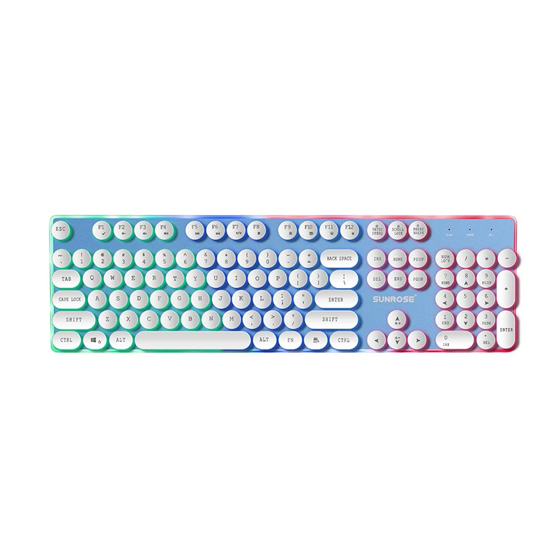 Sunrose Gk30 104 клавиш английские проводные Usb Красочные черные легкие Подвески