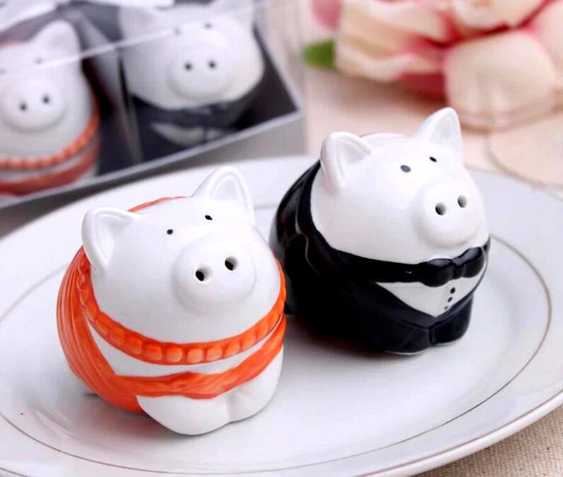 New Arrival Factory Directly Sale Wedding Favor Dressed In Formal Attire Pretty Pigs Salt & Pepper Shakers (1set=2pcs) Wholesale