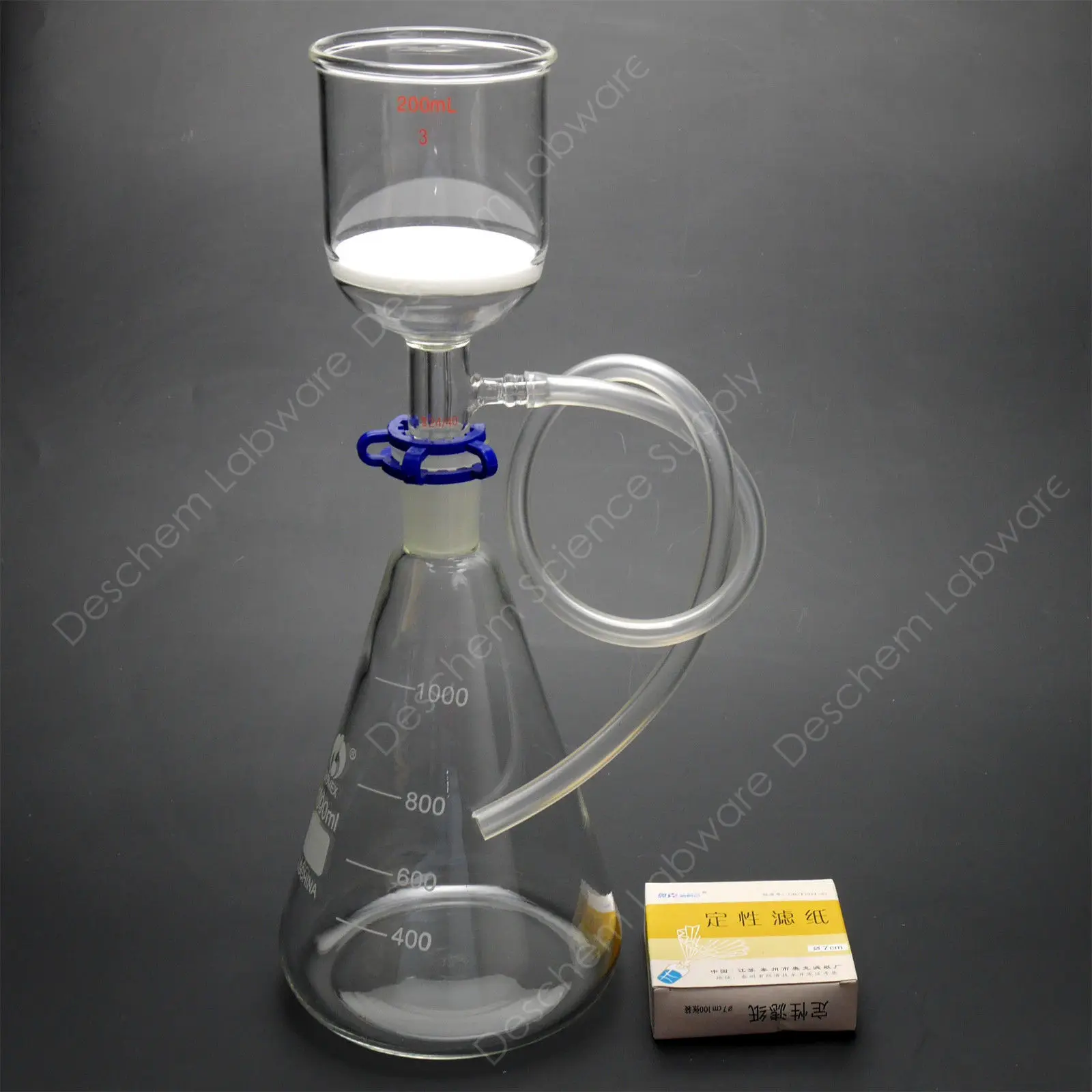 Filter Paper 1000ml Suction Filtration Kit 200ml Buchner Funnel 1L Flask W/ 70mm Filter Pape