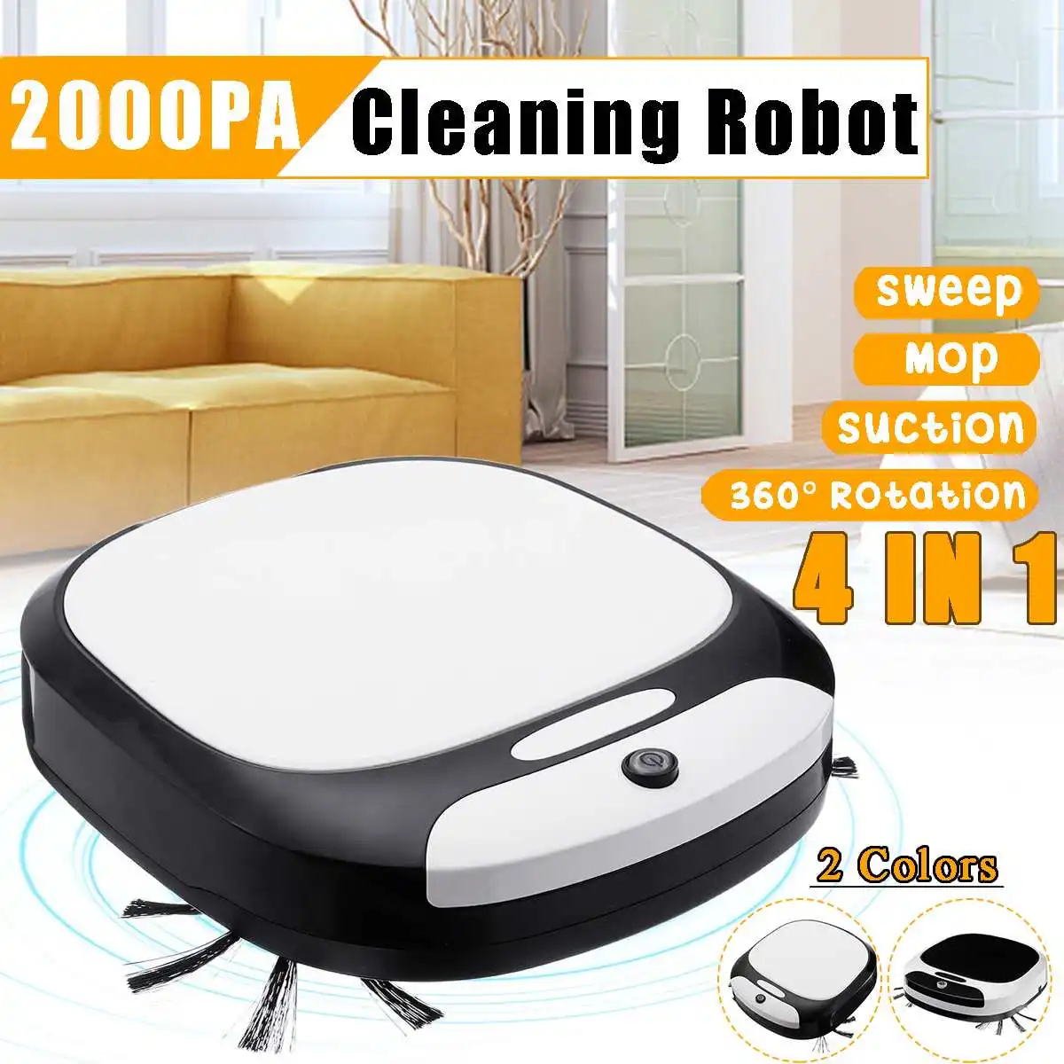 

360 Degree Rotation 4in1 Sweeping Robot Auto Cleaner Vacuum Cleaner Home Carpet Floor Living Room Strong Suction Mopping Colors