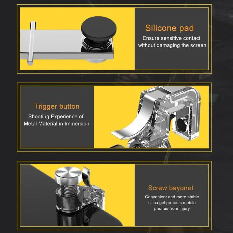 2pcs Phone Gamepad Joystick For PUBG Mobile Gaming Trigger Fire Button Aim Key L1R1 Shooter PUBG Controller For iPhone Android 2pcs Phone Gamepad Joystick For PUBG Mobile Gaming Trigger Fire Button Aim Key L1R1 Shooter PUBG Controller For iPhone Android
