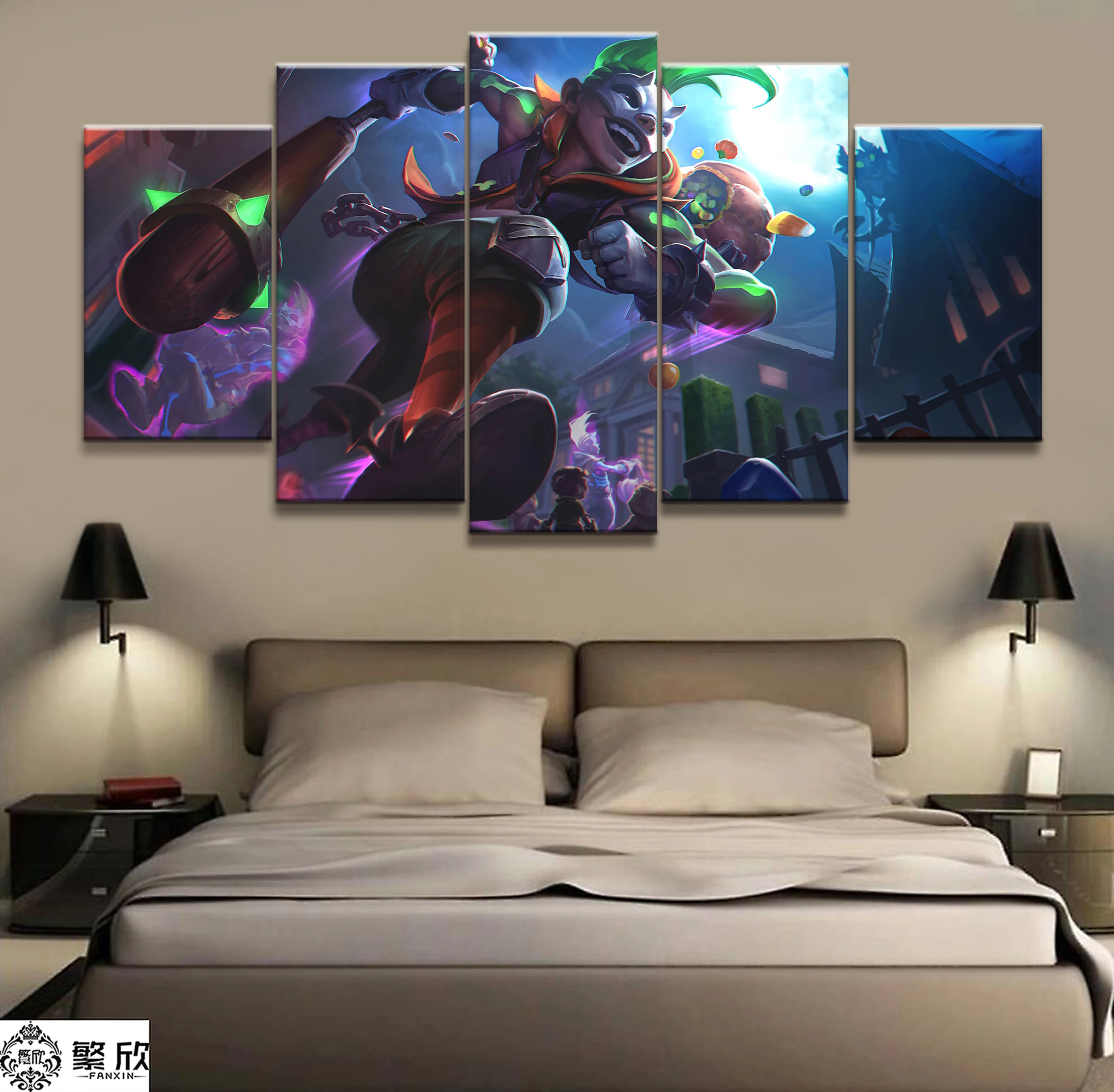

Home Decor Modular Canvas Picture 5 Piece Ekko League of Legends LOL Game Painting Poster Wall For Home Canvas Wholesale