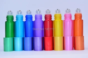 

Frosted 100pcs/lot Thick Colorful 10ml 1/3oz Roll On Glass Perfume Bottle Fragrances Essential Oil bottle Roller Ball