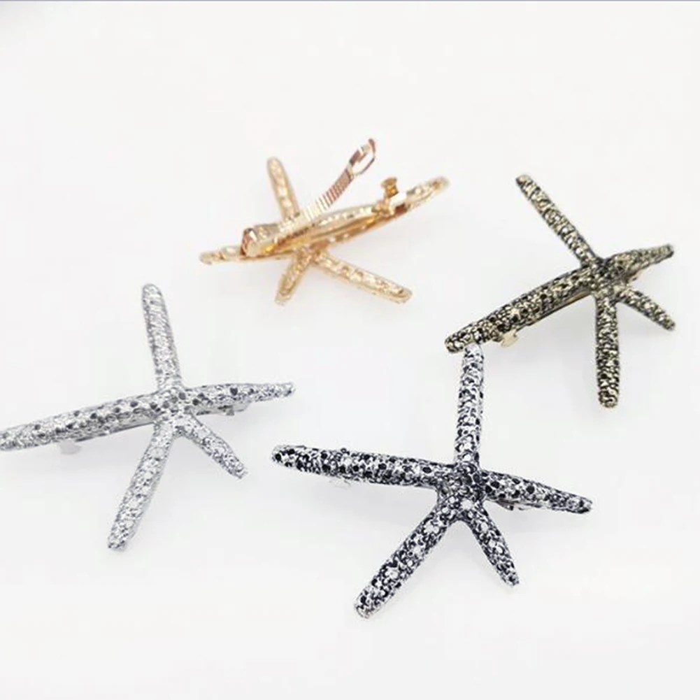 

2019 New Women Beach Coral Starfish Hair Clip Barrettes Glitter Hair Pin Bobby pins For Women Girls Hair Accessories