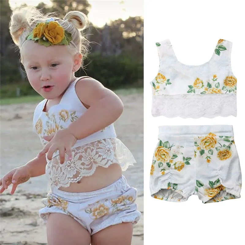 Boho Kids/комплекты летней одежды с цветочным рисунком для маленьких девочек жилет