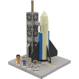 

3D Paper Model Space Library Papercraft Cardboard House for Children Paper Toys Rocket Launch Base