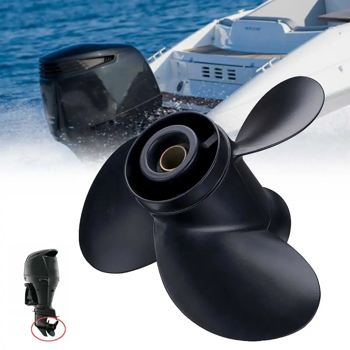 

58100-96430-019 10 1/4 x 12 Boat Outboard Propeller For Suzuki 20-30HP Aluminum Alloy 10 Spline Tooth 3 Blades R Rotation