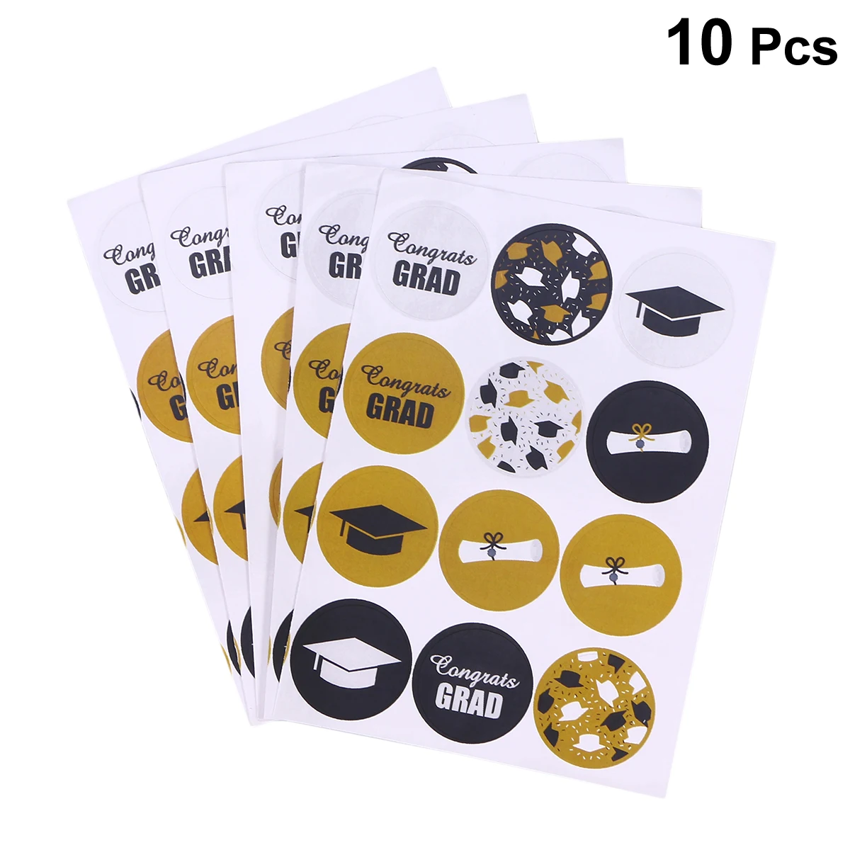 

10sheets/Pack Round Labels Graduation Theme Patterned Sealing Stickers Handmade Roll Decals For Certificate Decor