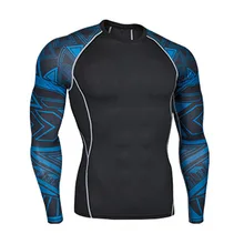 Компрессионная Беговая Футболка мужская гимнастическая майка спортивная одежда футболка тренировочные топы спортивные с длинным рукавом мужские трико для серфинга